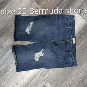 Distressed Denim Bermuda Shorts